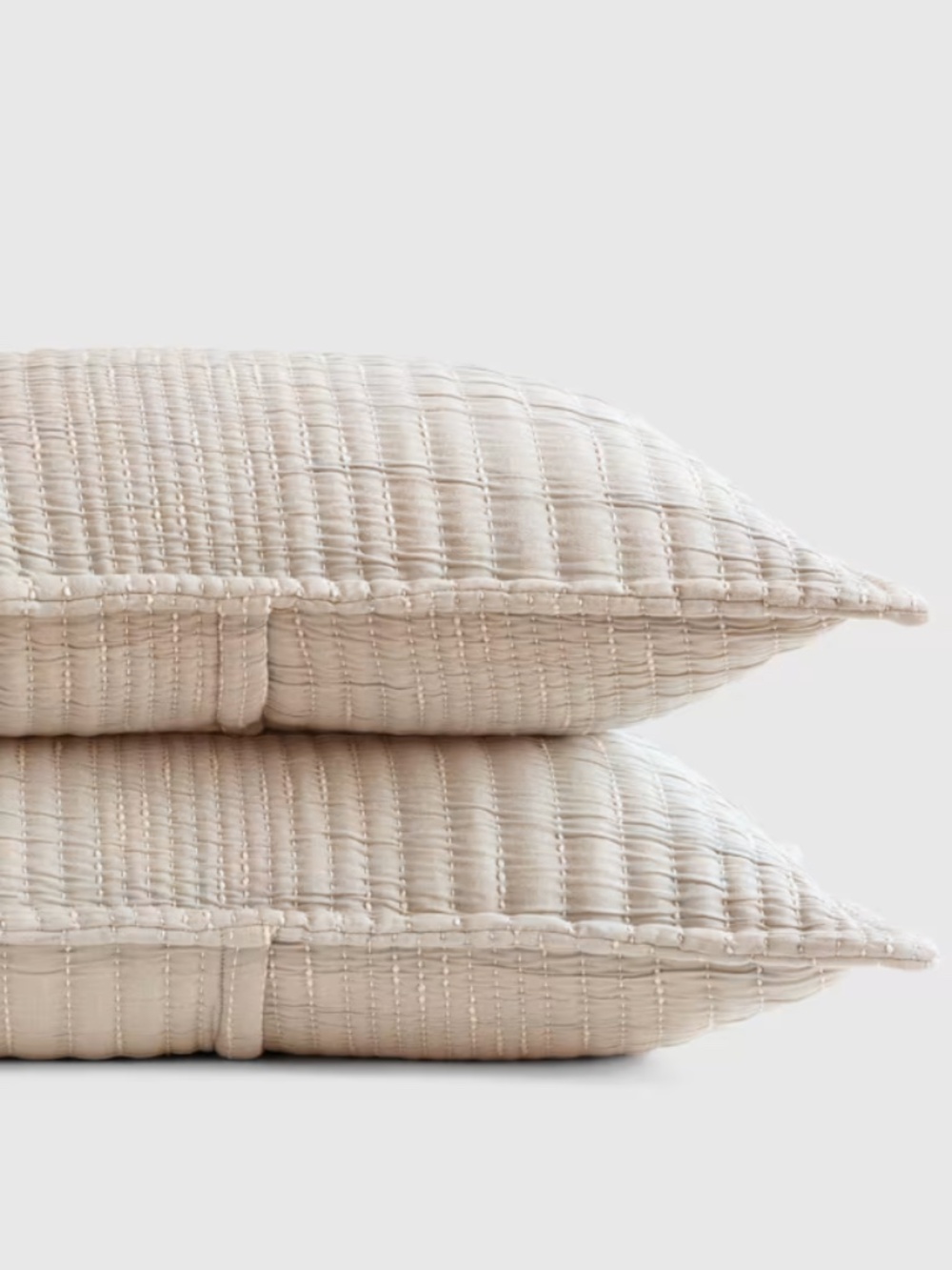 Organic Cotton Channel Stitch Sham Set of 2 King Sand